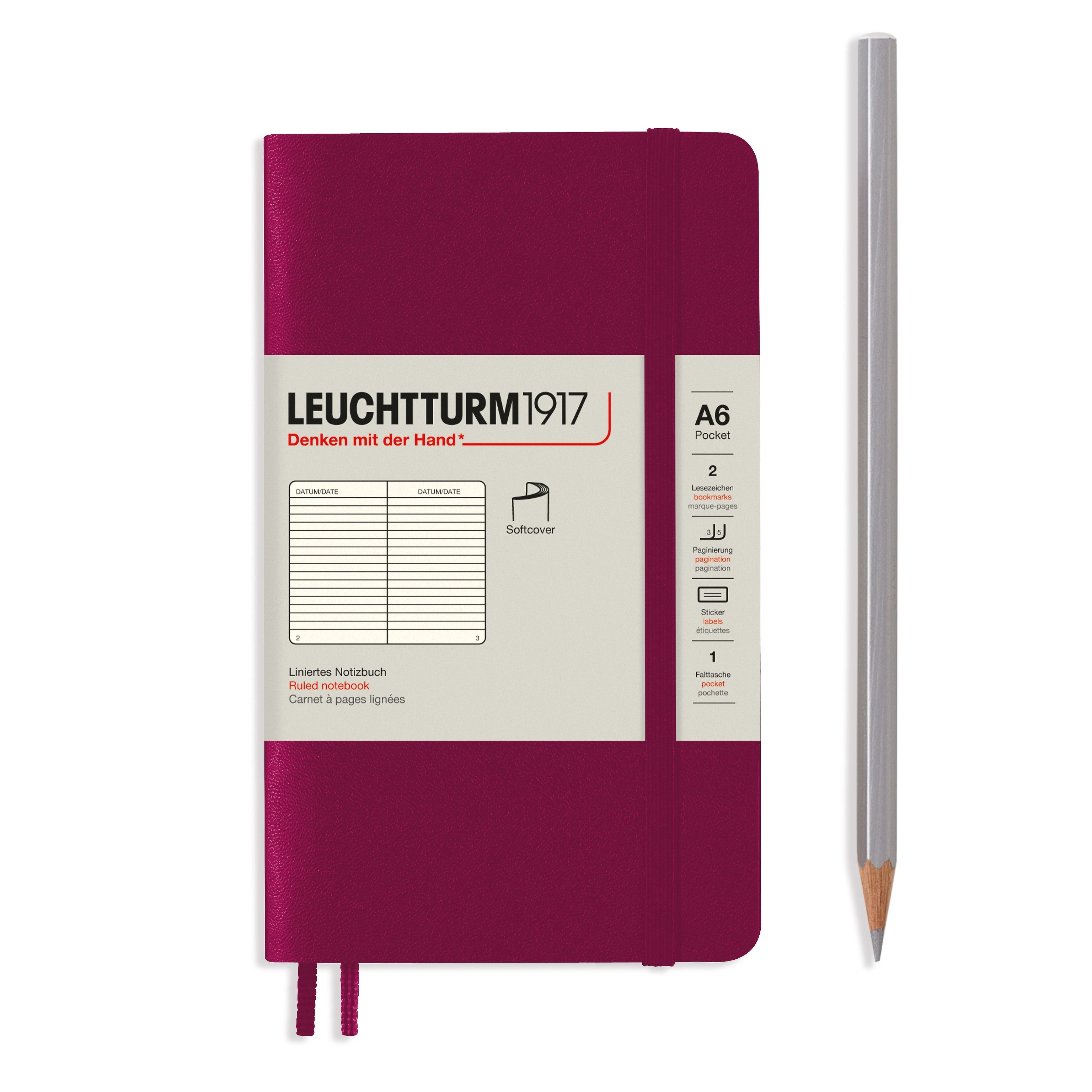 Carnet LEUCHTTURM1917 Classic - A6 - Softcover - Ligné - Port Red - 4004117582950