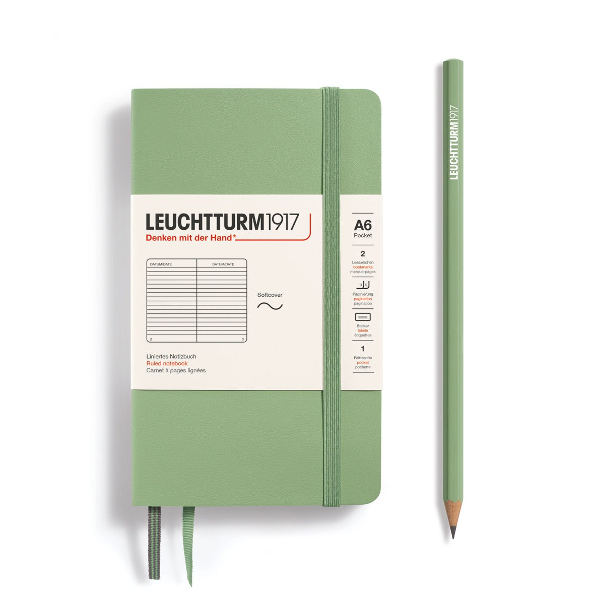 Carnet LEUCHTTURM1917 Classic - A6 - Softcover - Ligné - Sage - 4004117593512