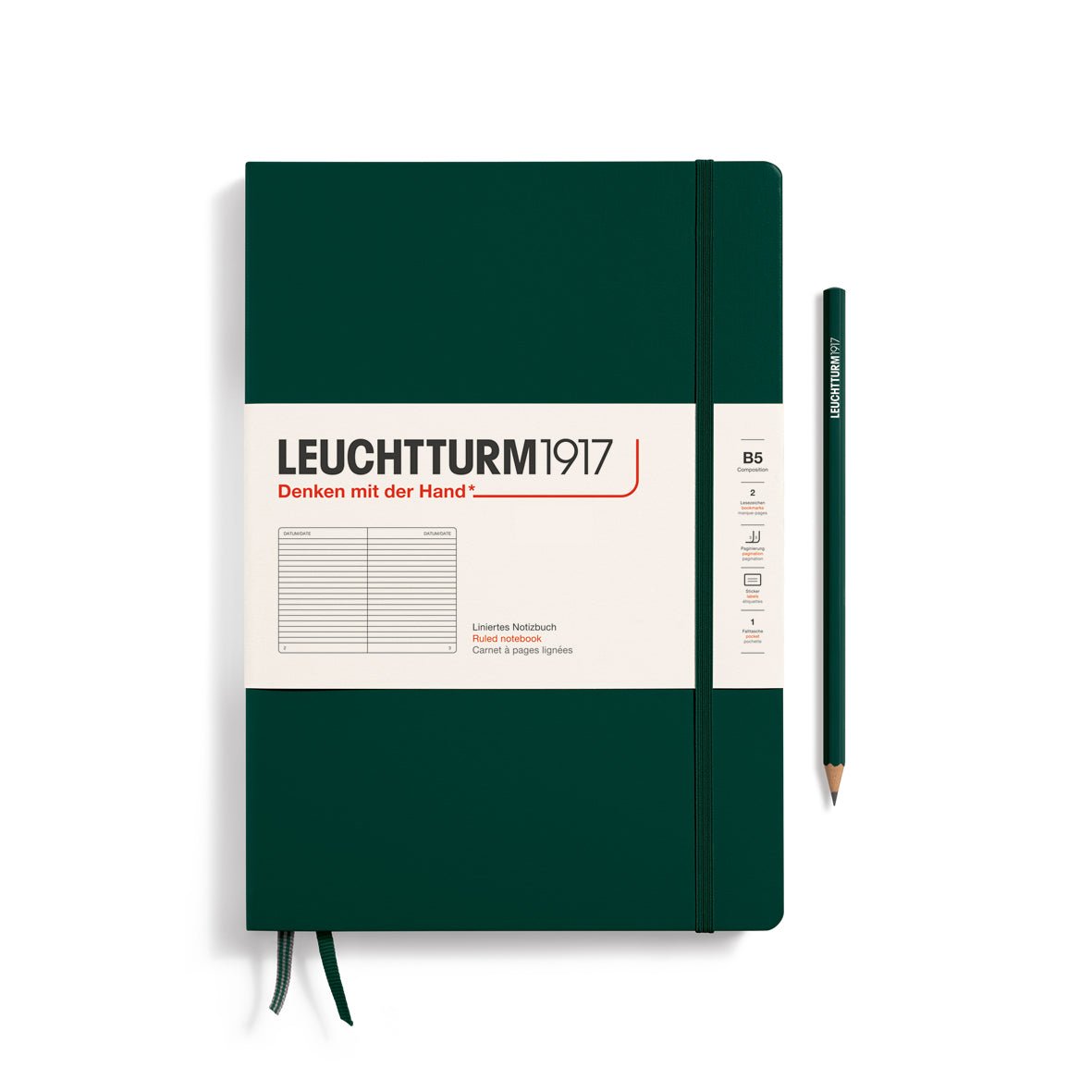 Carnet LEUCHTTURM1917 Classic - B5 - Hardcover - Ligné - Forest Green - 4004117647680