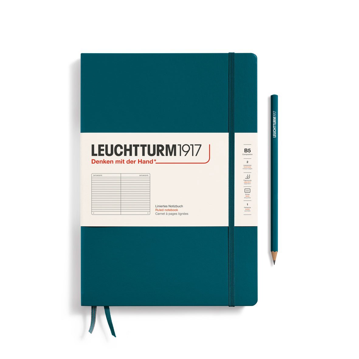 Carnet LEUCHTTURM1917 Classic - B5 - Hardcover - Ligné - Pacific Green - 4004117616099