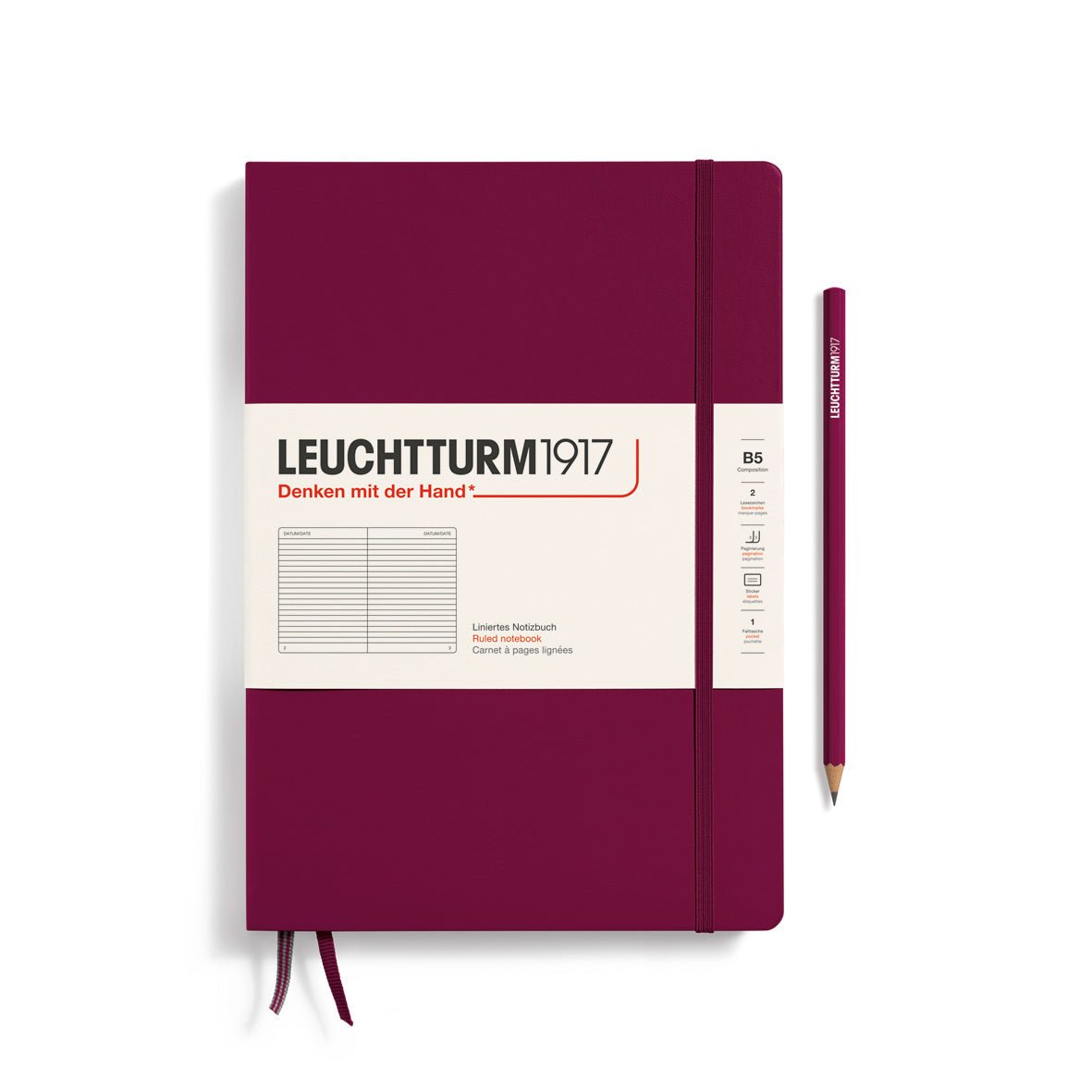 Carnet LEUCHTTURM1917 Classic - B5 - Hardcover - Ligné - Port Red - 4004117615979