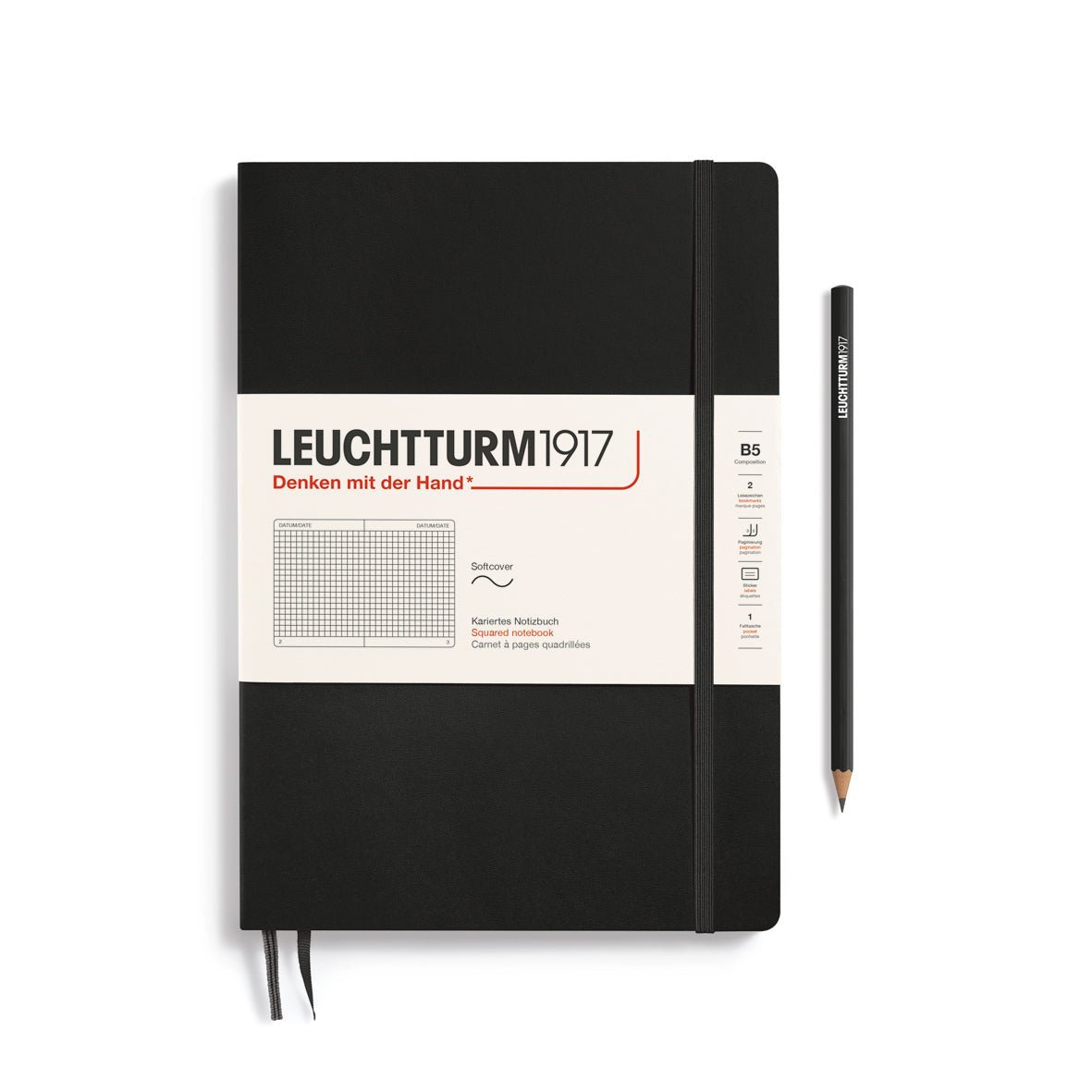 Carnet LEUCHTTURM1917 Classic - B5 - Softcover - Quadrillé - Black - 4004117583186