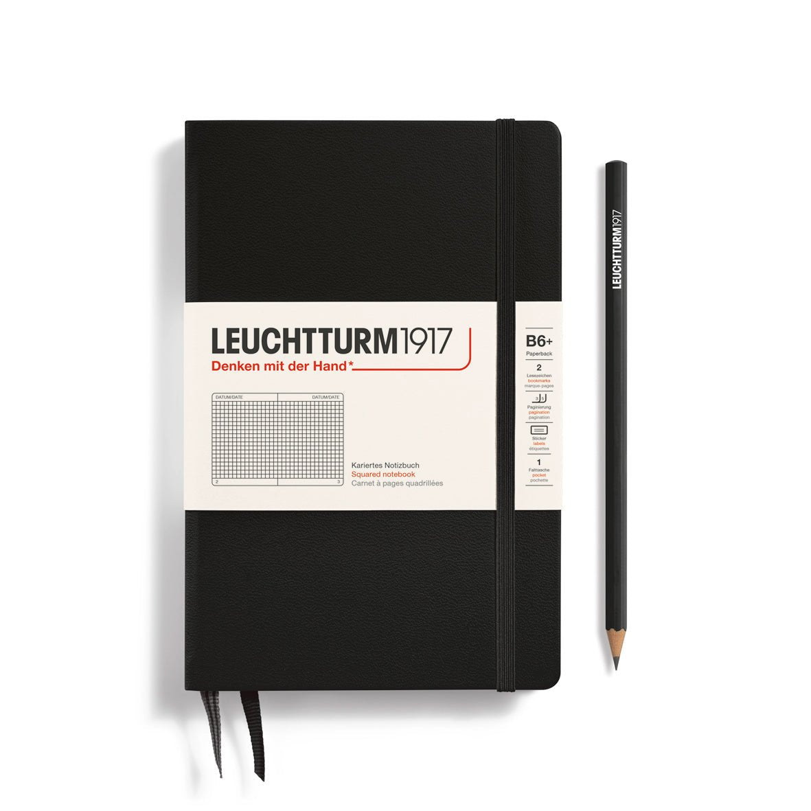 Carnet LEUCHTTURM1917 Classic - B6+ - Hardcover - Quadrillé - Black - 4004117635717