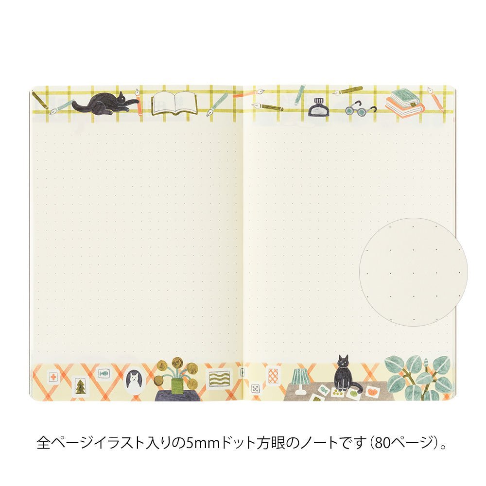 Carnet MIDORI Notebook Yuru Log - B6 - Pointillé - Chat - 4902805153539