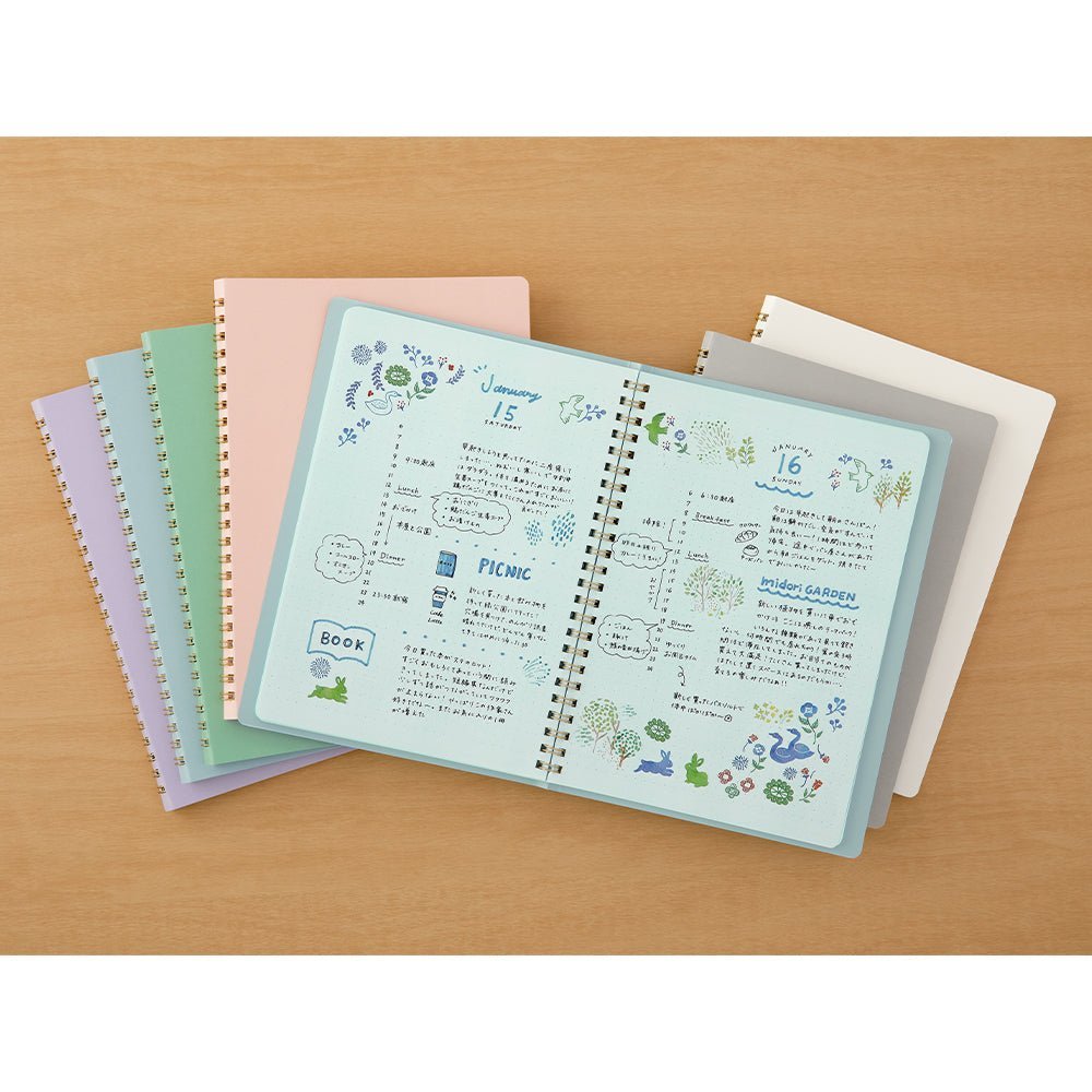 Carnet MIDORI Ring Notebook Soft Color - A5 - Pointillé - Gris - 