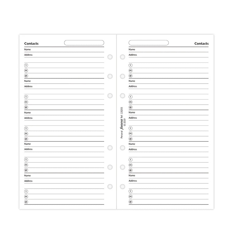 Feuilles de contacts FILOFAX - Blanc - Personal - Personal - 5015142510015