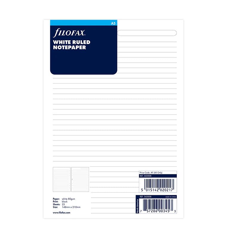 Feuilles de notes lignées FILOFAX - Blanc - A5 - A5 - Ligné - 5015142020217