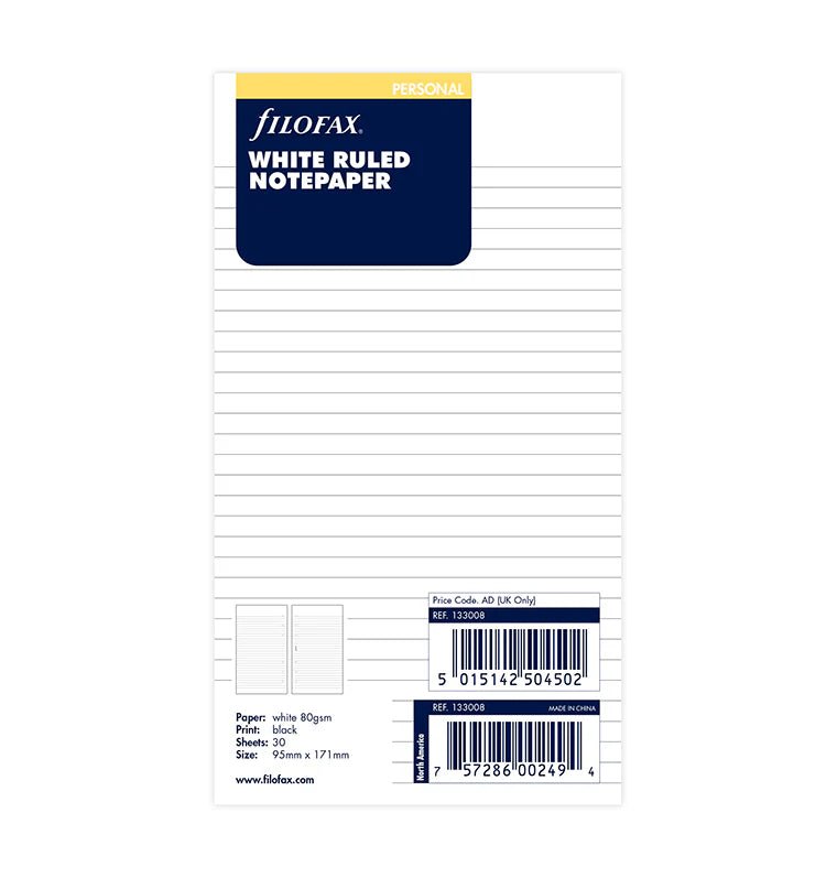 Feuilles de notes lignées FILOFAX - Blanc - Personal - Personal - Ligné - 5015142504502