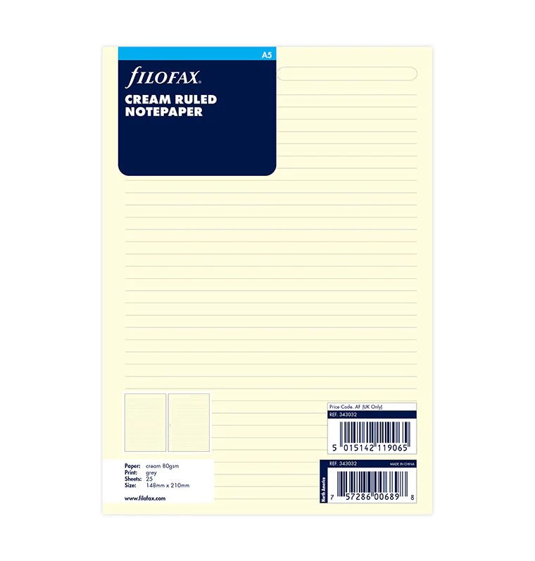 Feuilles de notes lignées FILOFAX - Cotton Cream - A5 - A5 - Ligné - 5015142119065