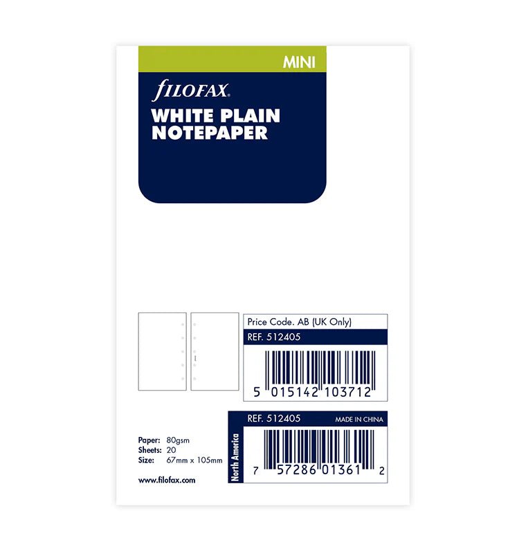 Feuilles de notes unies FILOFAX - Blanc - Mini - Mini - Uni - 5015142103712