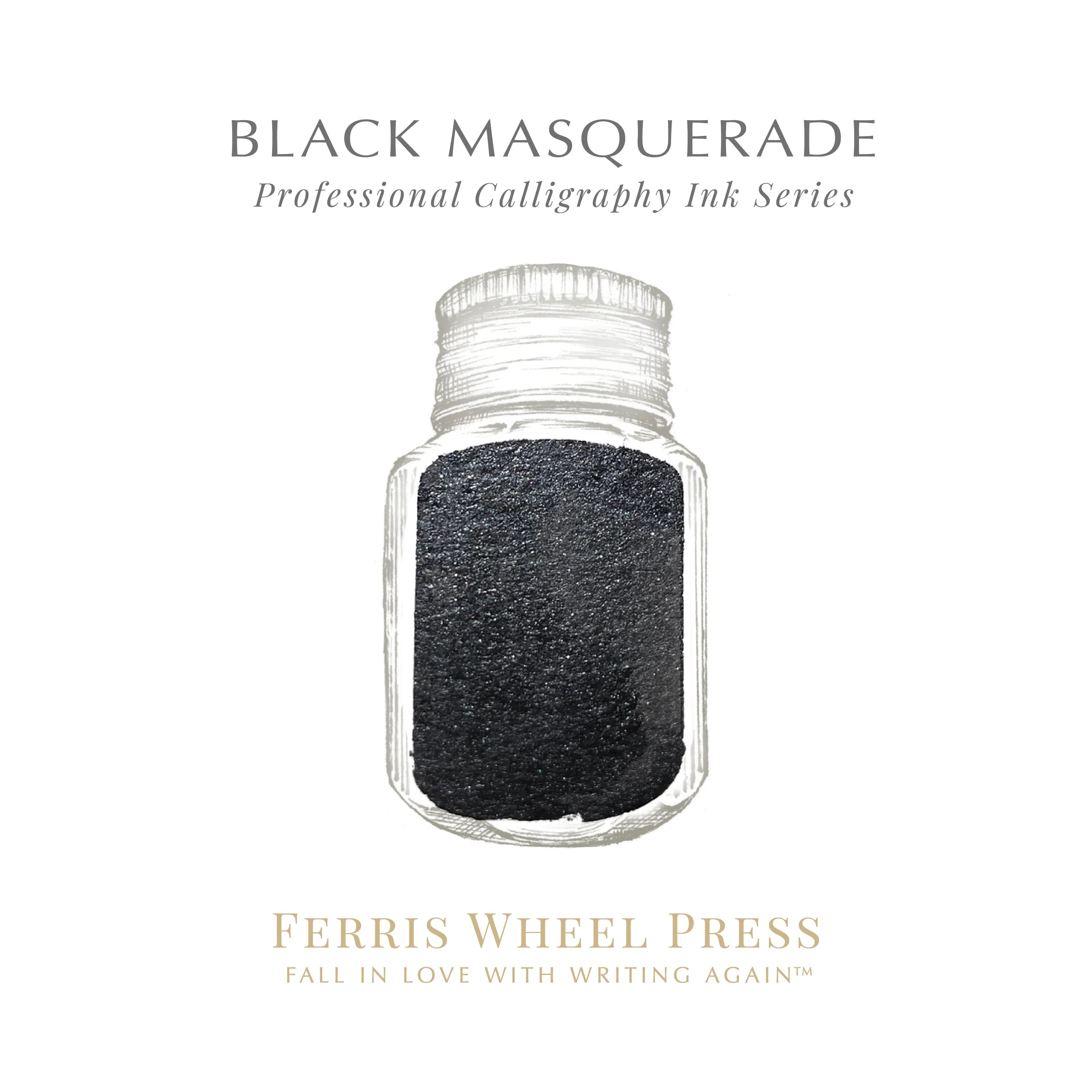 Flacon d'encre FERRIS WHEEL PRESS - Professional Calligraphy Ink - Black Masquerade - 28 ml - 818351002747