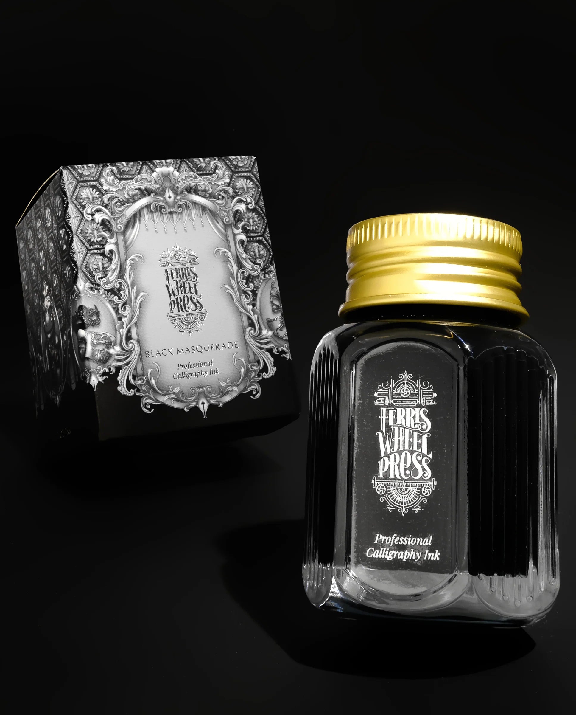 Flacon d'encre FERRIS WHEEL PRESS - Professional Calligraphy Ink - Black Masquerade - 28 ml - 818351002747