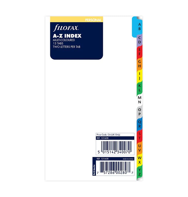 Index alphabétique FILOFAX - Multicolores - Personal - Personal - 5015142340070