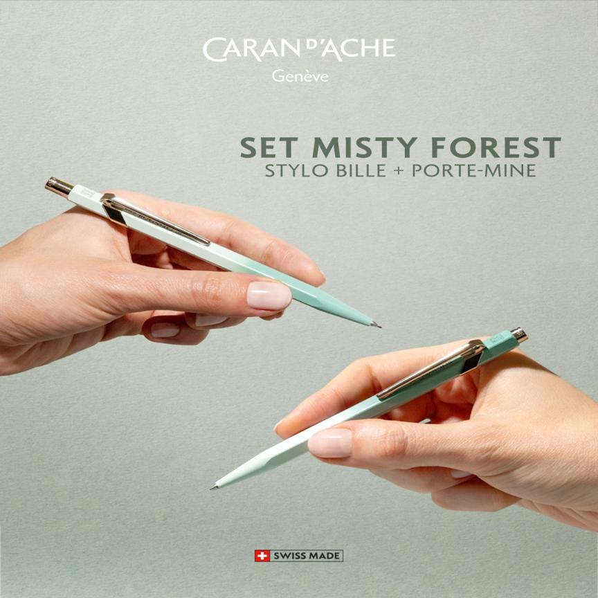 Set stylo bille + porte - mine CARAN D'ACHE 849 Misty Forest Édition Spéciale - 7630002360395