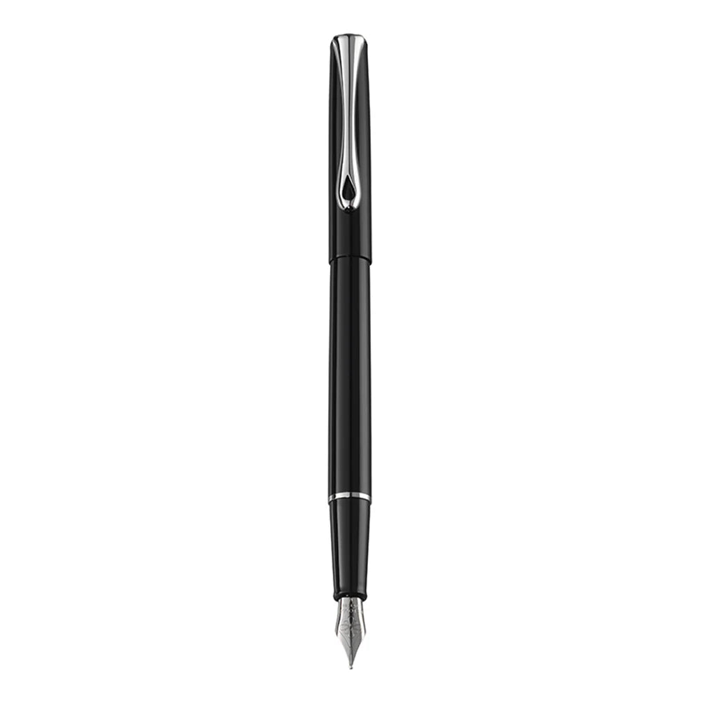 Stylo plume DIPLOMAT Traveller - Fine (F) - Black lacquer chrome - 4009746053055