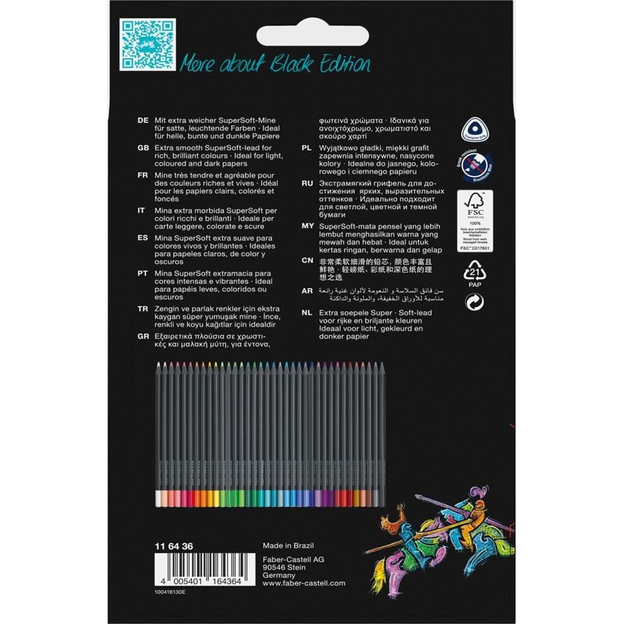 Crayons de couleur Black Edition, étui en carton de 36